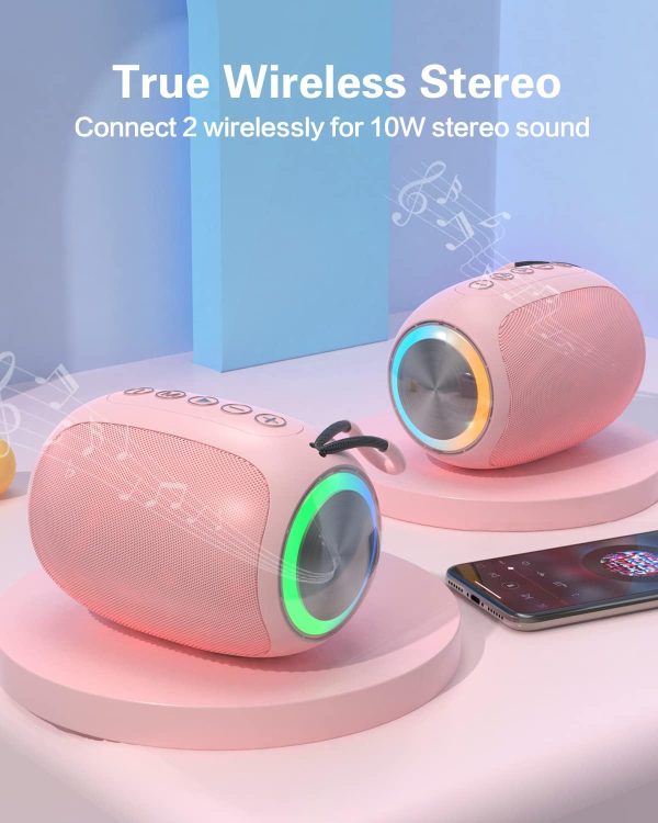 Bluetooth Speaker, Bone Conduction Portable Wireless Speaker with Louder Volume, Crystal Clear Sound, Rich Bass, Mini Music Player for Home, Outdoor, Party Pack of 2 (Black) - Image 6