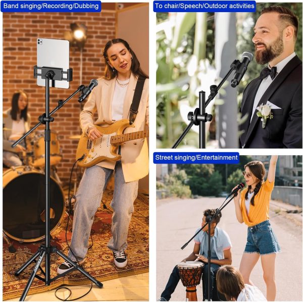 Boom Mic Stand,Aokeo Microphone Stand Floor Tablet Mic Stand Tripod Adjustable 42-68 Inch Portable Mic Stand Boom Carrying Bag,Support Microphone Any Combination - Image 7