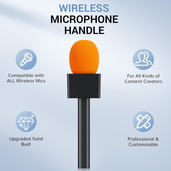TONOR Mic Handle for DJI RODE Microphone, Handheld Mic Stand for Wireless GO, Interview Microphone Rig for All Lavalier Mic, Wireless Mic Adapter for Vlogging, Interview, Podcast, Reports, TP20 - Image 3