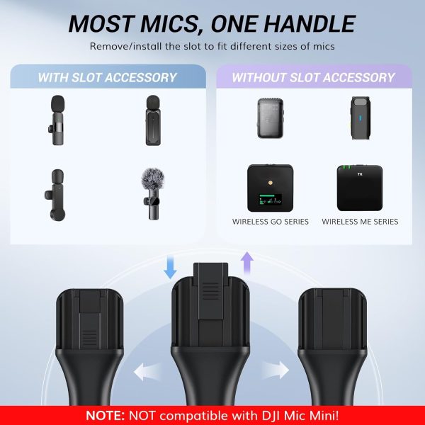 TONOR Mic Handle for DJI RODE Microphone, Handheld Mic Stand for Wireless GO, Interview Microphone Rig for All Lavalier Mic, Wireless Mic Adapter for Vlogging, Interview, Podcast, Reports, TP20 - Image 4